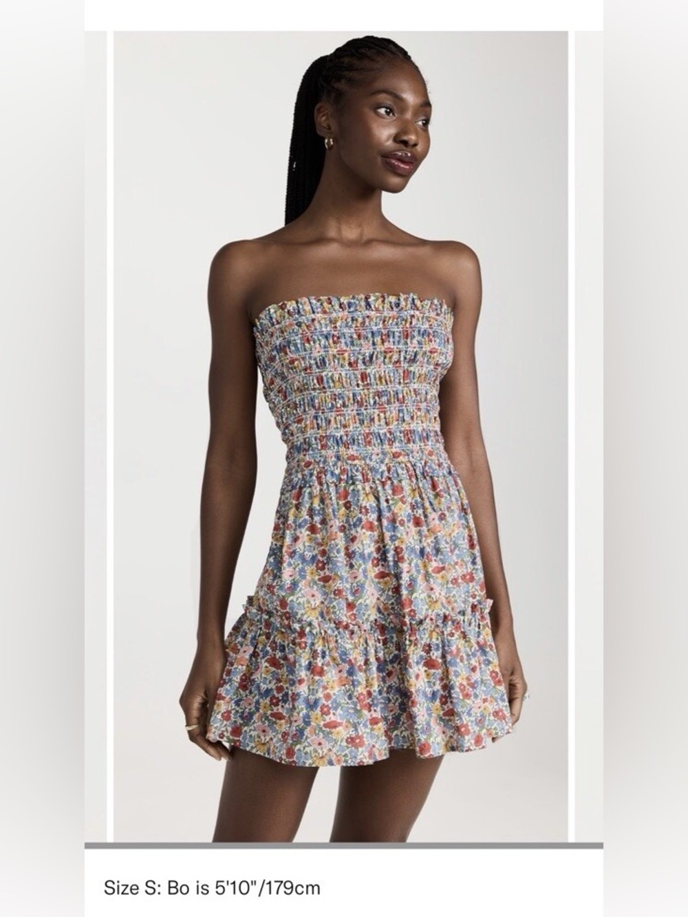 Sea New York Floral Smocked Strapless Mini Dress Cotton M
